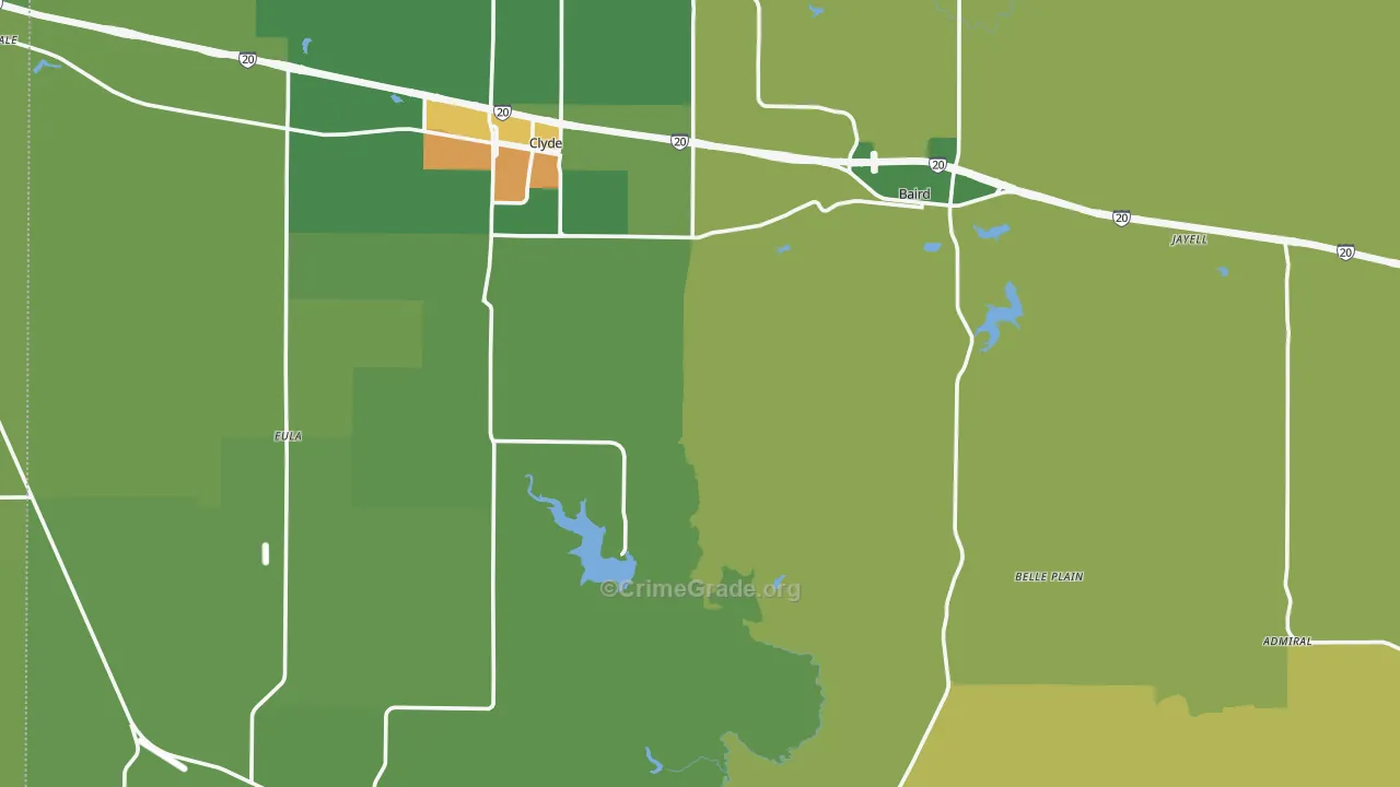 Callahan County, TX Map of Assault Rates