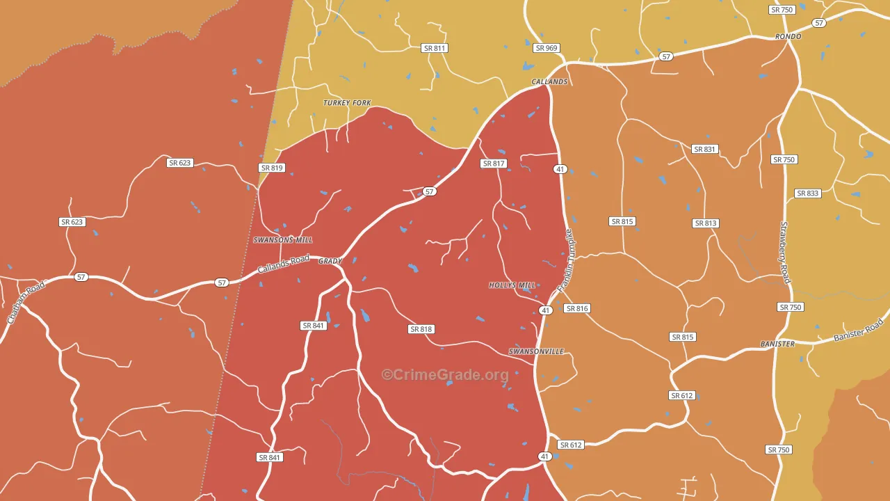 Callands, VA Map of Assault Rates