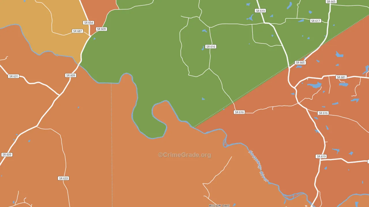 Callaville, VA Map of Assault Rates
