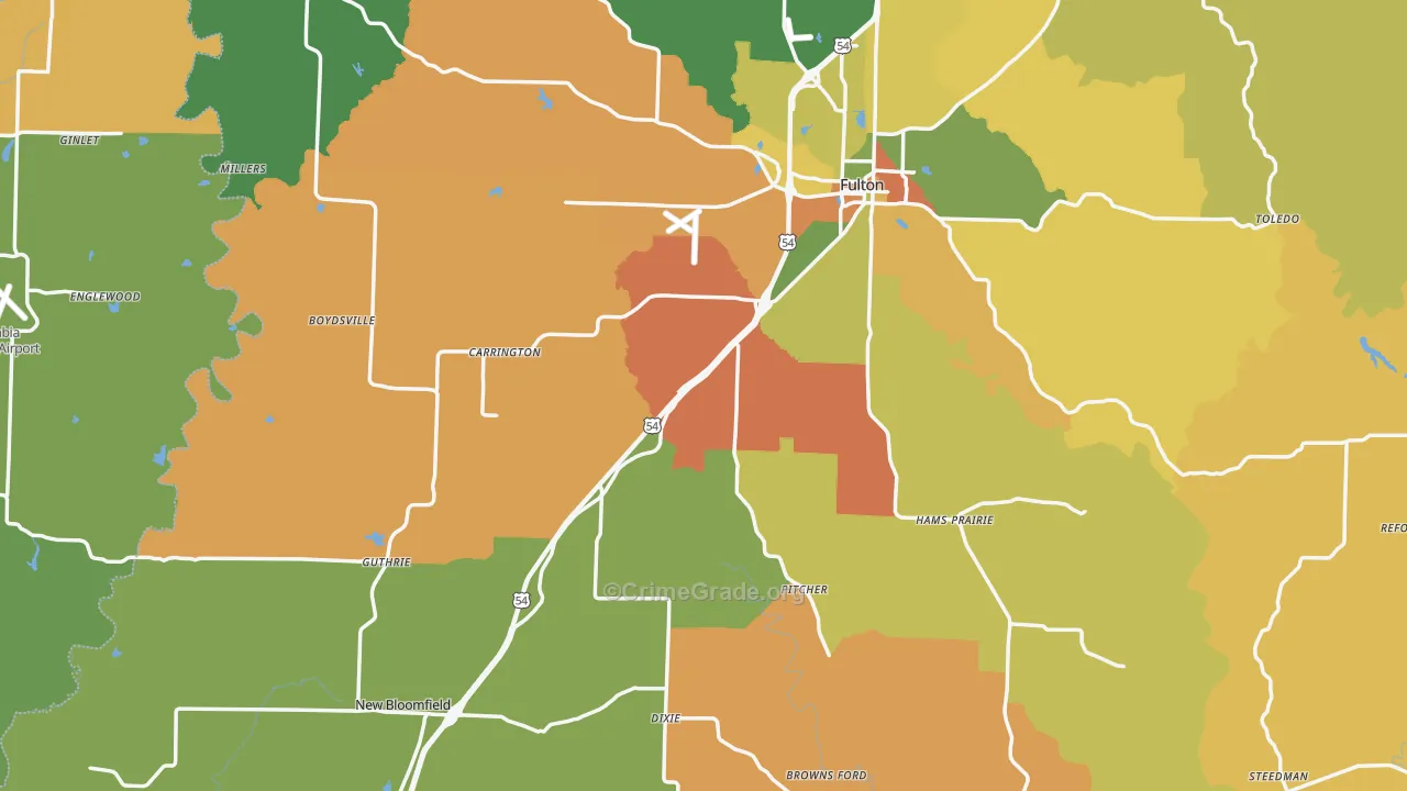 Callaway County, MO Map of Assault Rates
