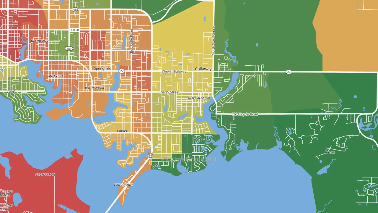 Callaway, FL Map of Assault Rates