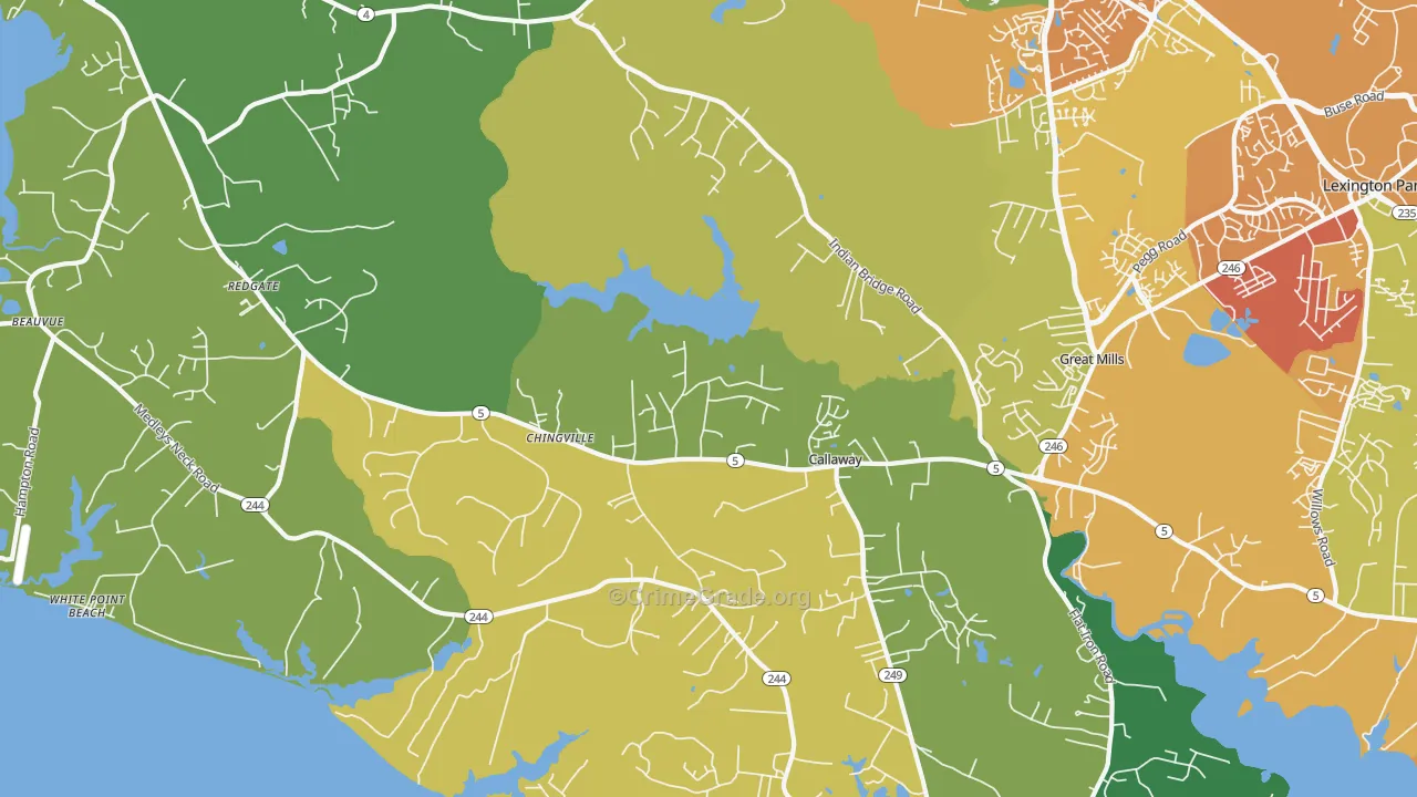 Callaway, MD Map of Assault Rates