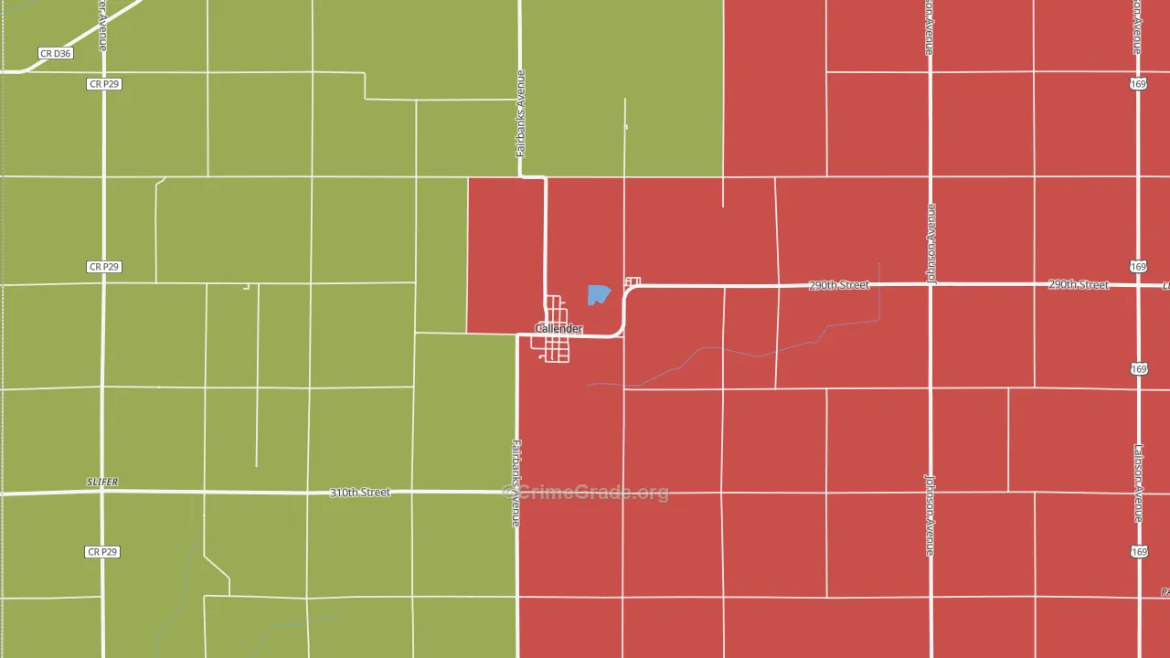 Callender, IA Map of Assault Rates