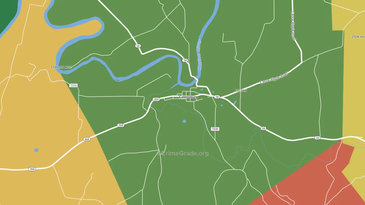 Callensburg, PA Map of Assault Rates