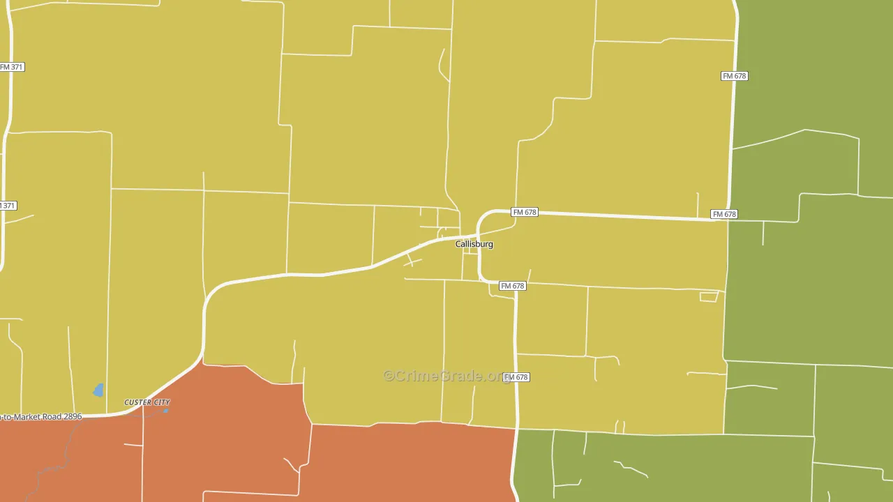 Callisburg, TX Map of Assault Rates