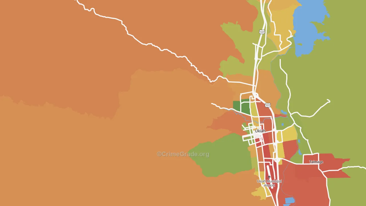 Calpella, CA Map of Assault Rates