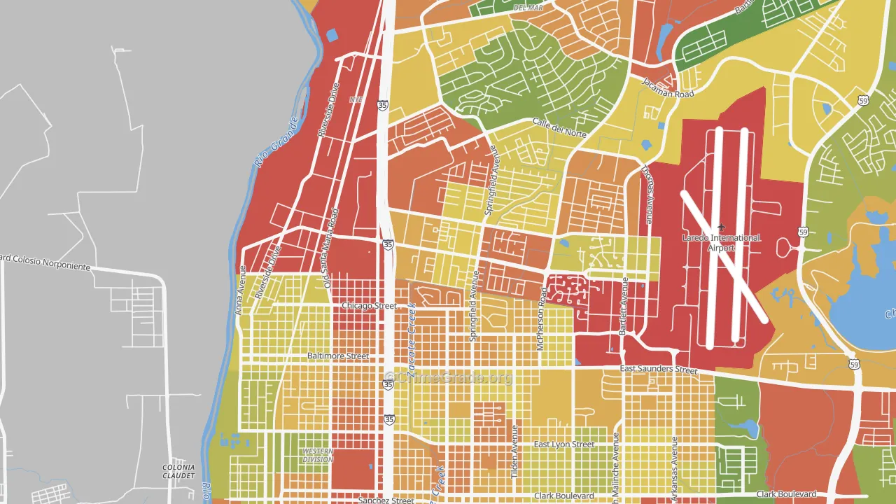 Calton Gardens, Laredo, TX Map of Assault Rates