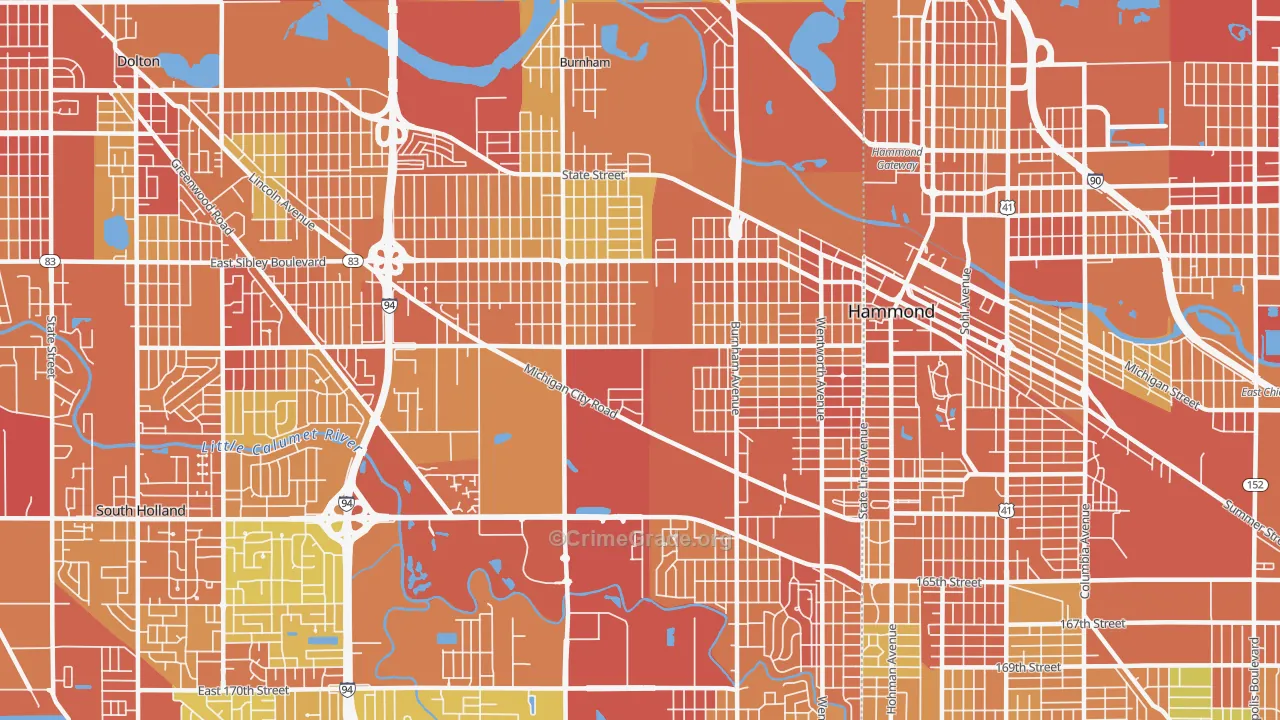 Calumet City, IL Map of Assault Rates