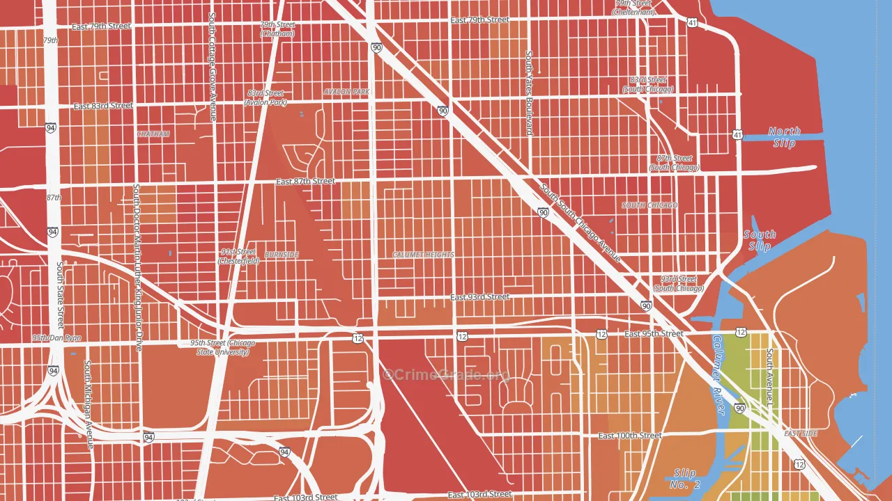 Calumet Heights, Chicago, IL Map of Assault Rates