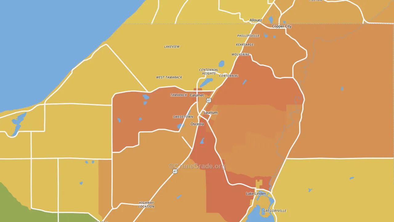 Calumet, MI Map of Assault Rates