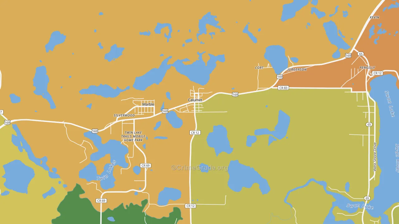 Calumet, MN Map of Assault Rates