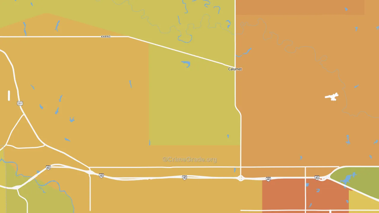 Calumet, OK Map of Assault Rates