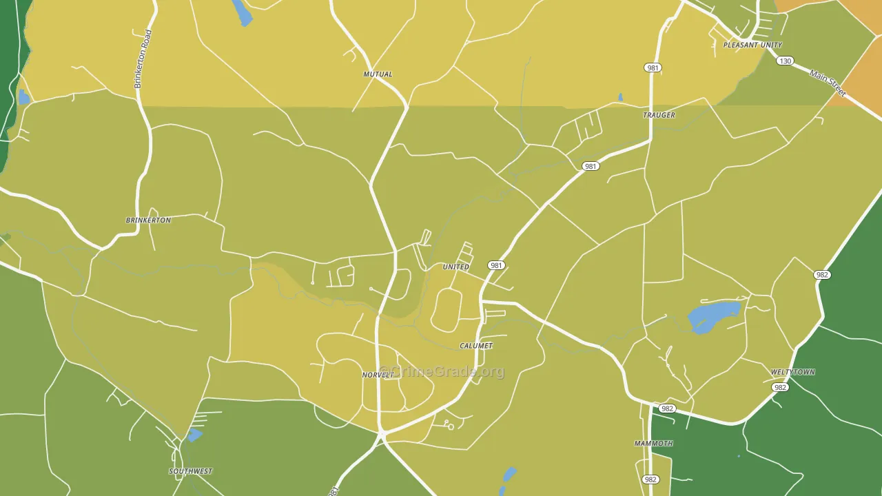 Calumet, PA Map of Assault Rates