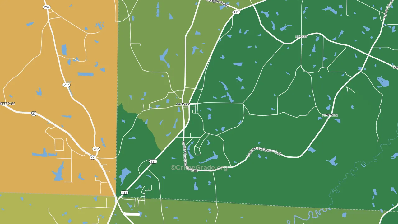 Calvary, GA Map of Assault Rates