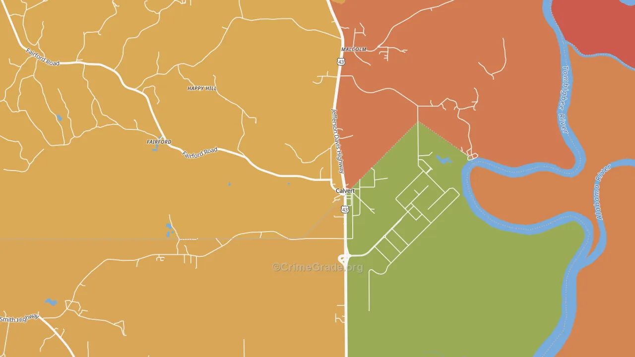 Calvert, AL Map of Assault Rates