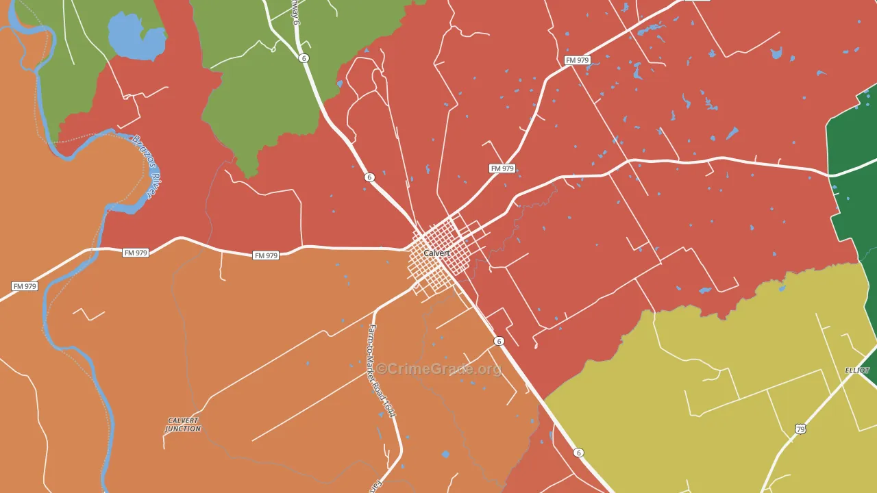 Calvert, TX Map of Assault Rates