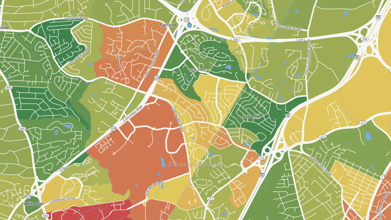 Calverton, MD Map of Assault Rates