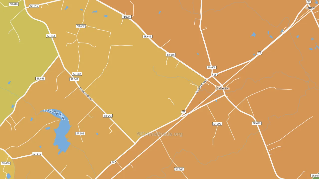 Calverton, VA Map of Assault Rates
