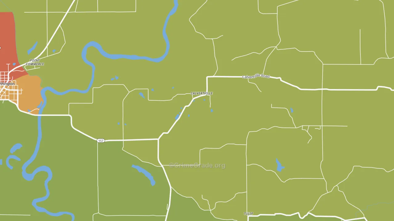 Calvertville, IN Map of Assault Rates