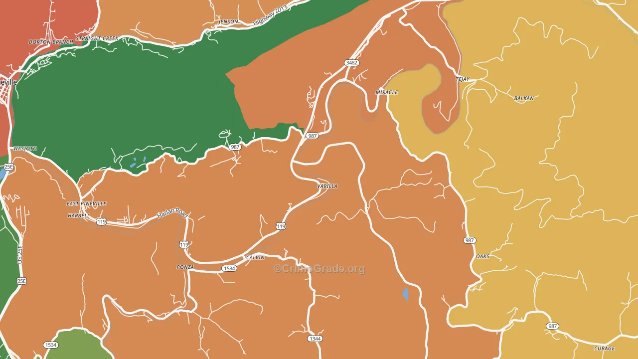 Calvin, KY Map of Assault Rates
