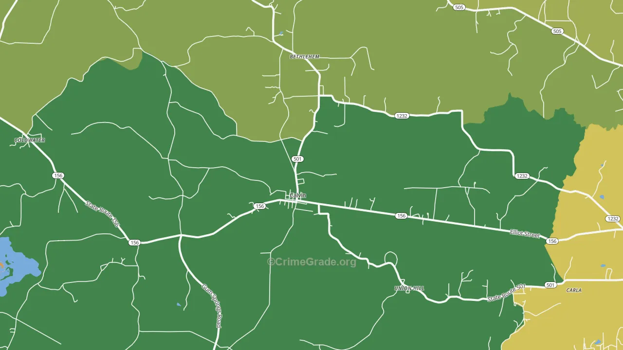 Calvin, LA Map of Assault Rates