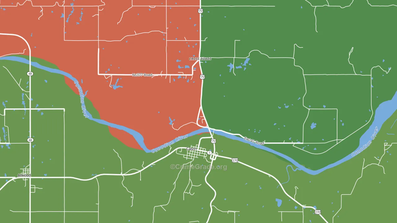 Calvin, OK Map of Assault Rates