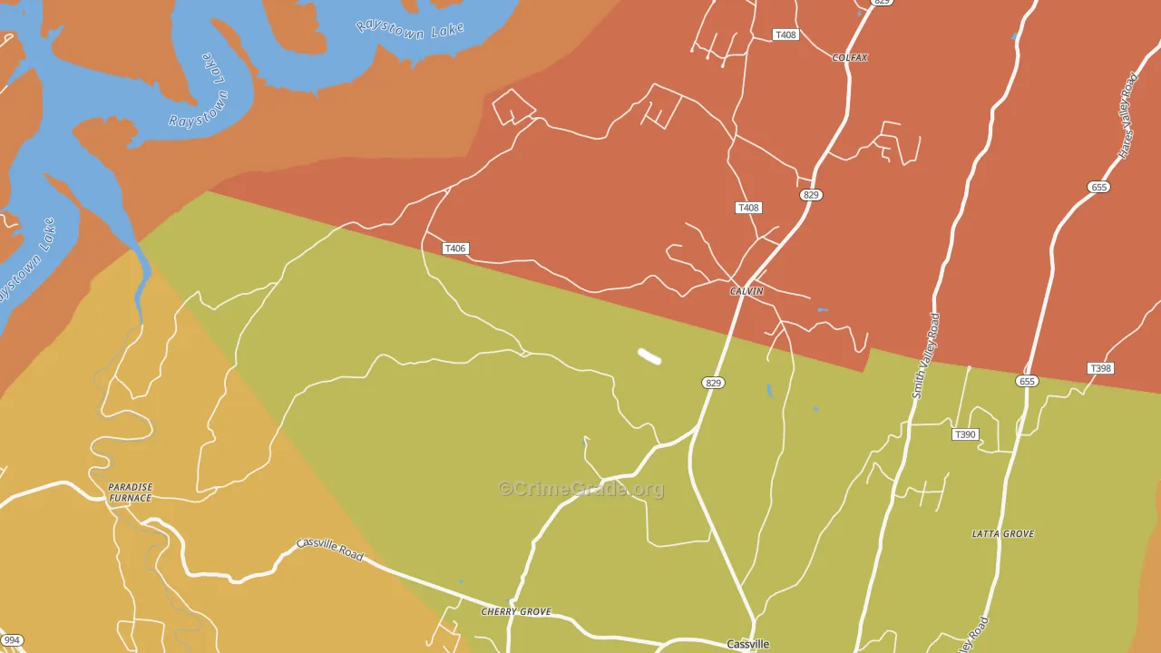 Calvin, PA Map of Assault Rates