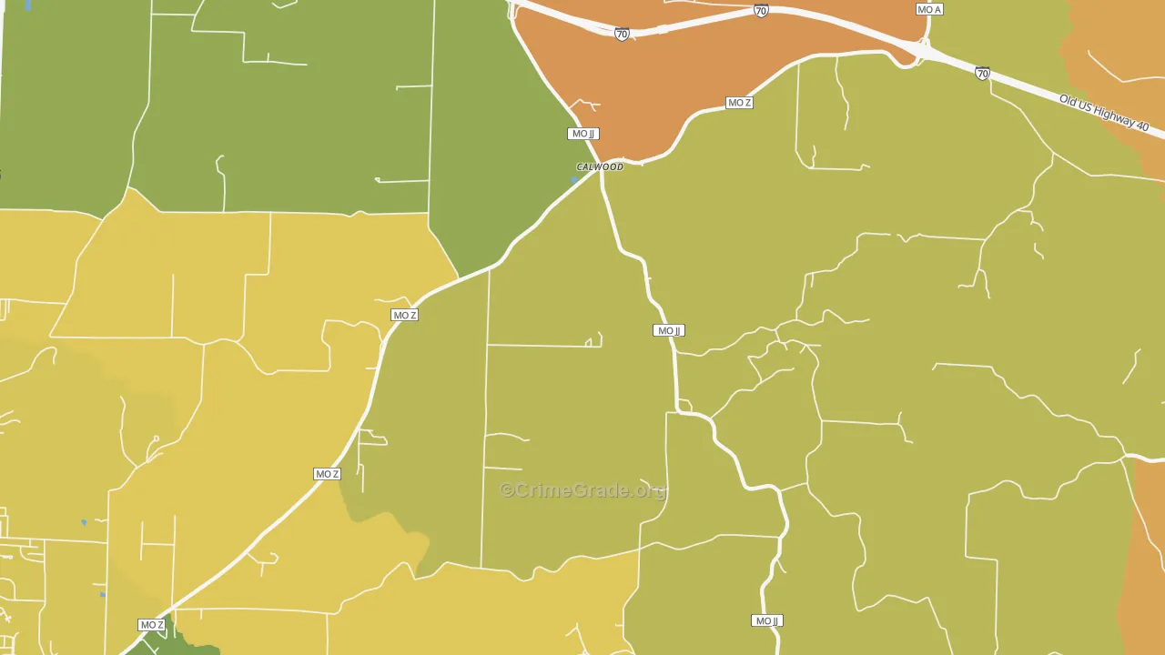 Calwood, MO Map of Assault Rates