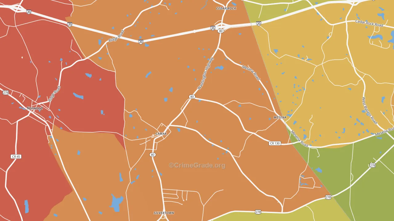 Camak, GA Map of Assault Rates