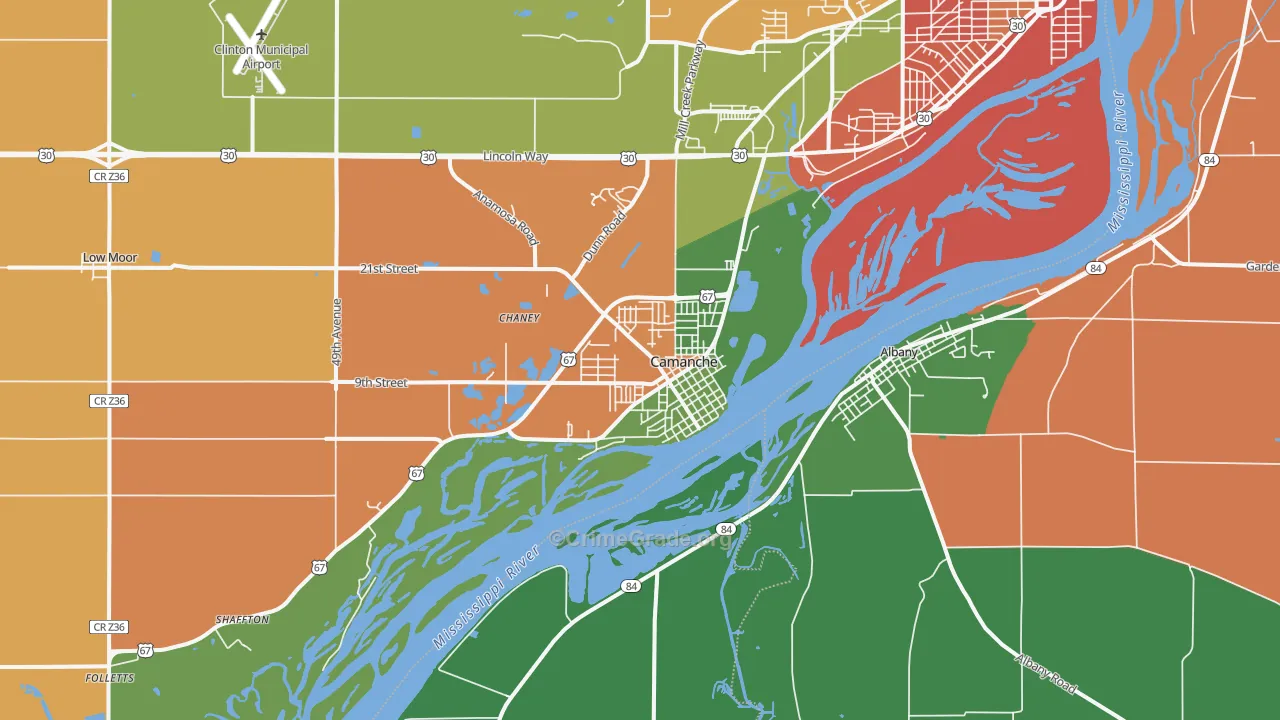 Camanche, IA Map of Assault Rates