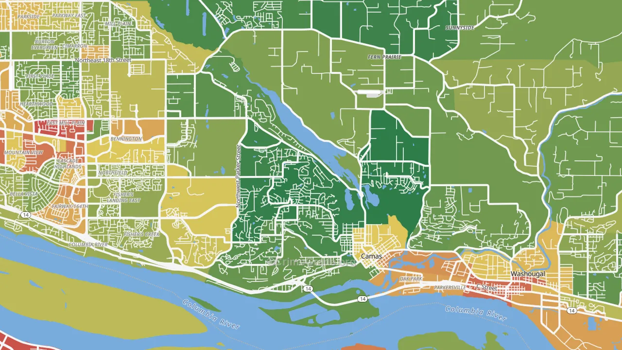 Camas, WA Map of Assault Rates