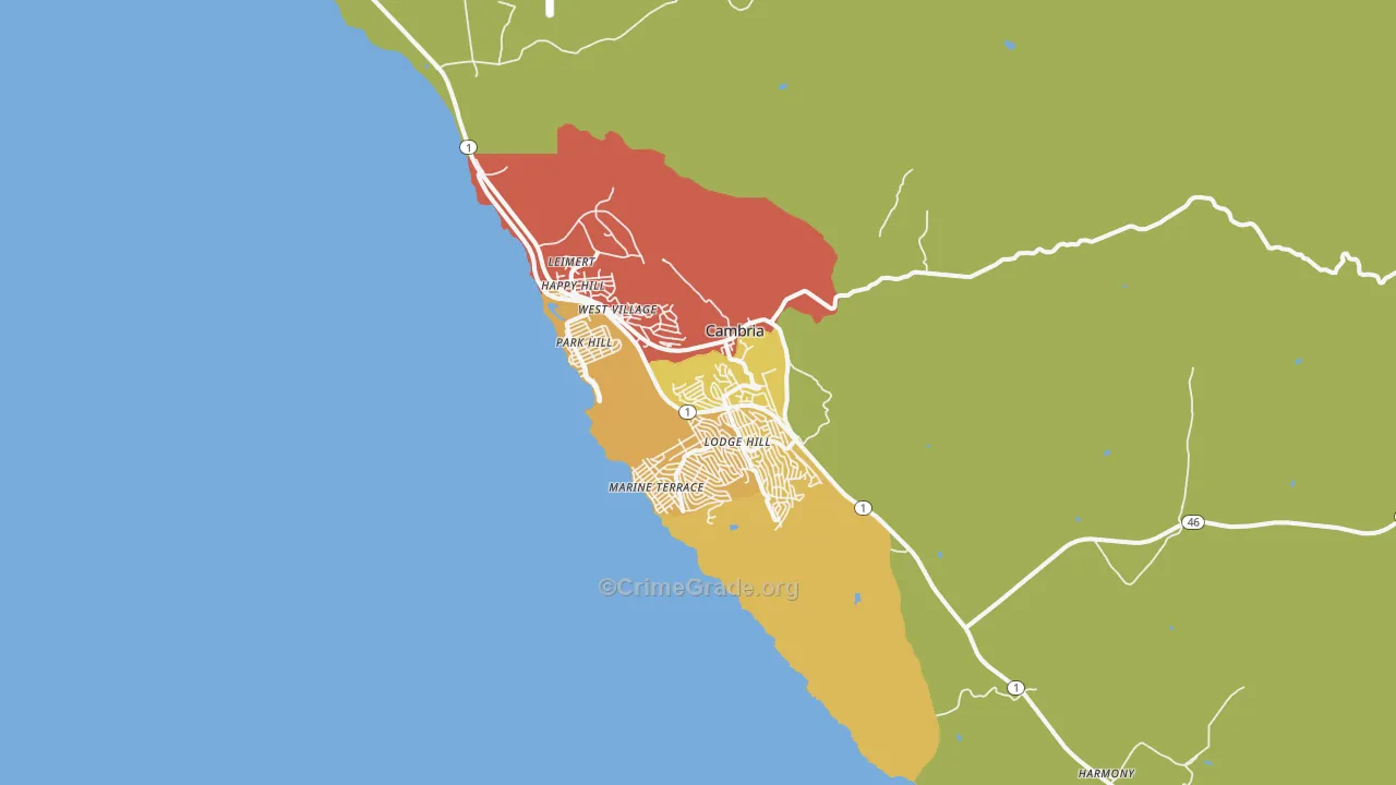 Cambria, CA Map of Assault Rates