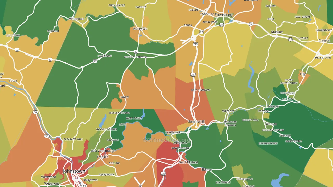 Cambria County, PA Map of Assault Rates
