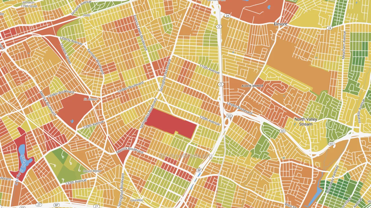 Cambria Heights, Queens, NY Map of Assault Rates