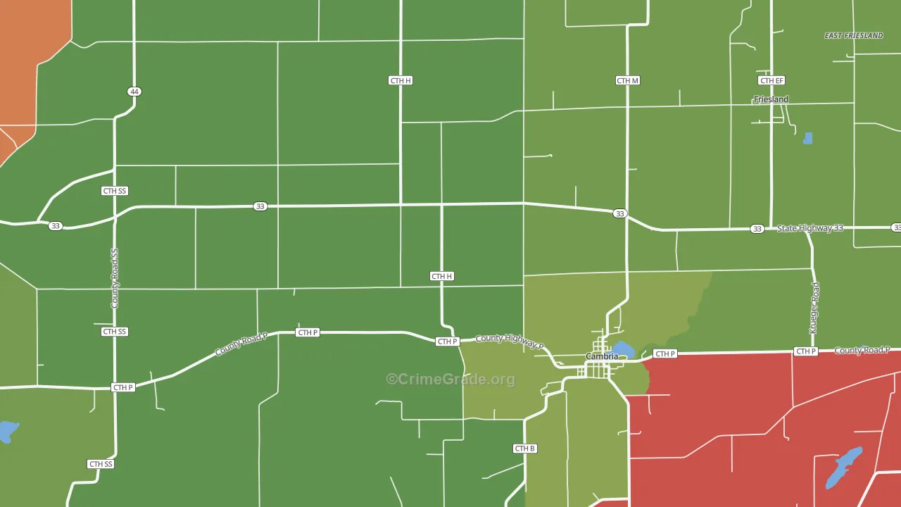Cambria, WI Map of Assault Rates