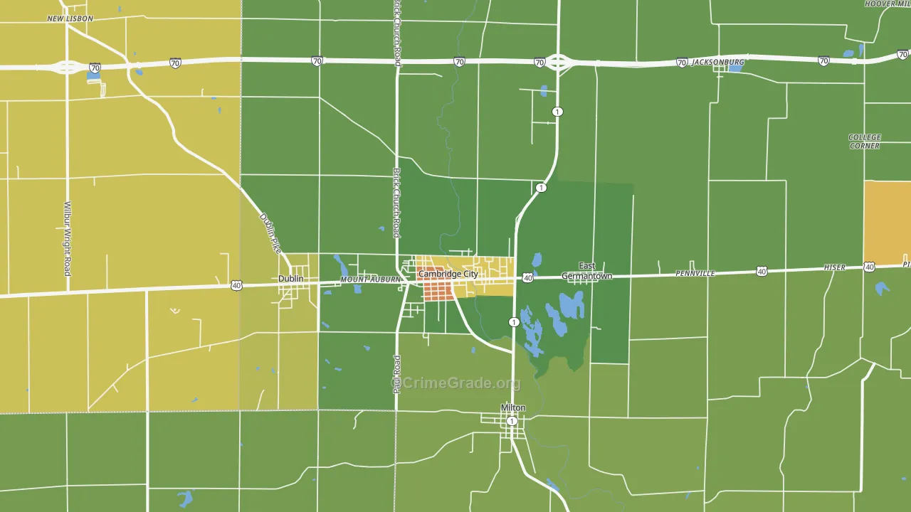 Cambridge City, IN Map of Assault Rates