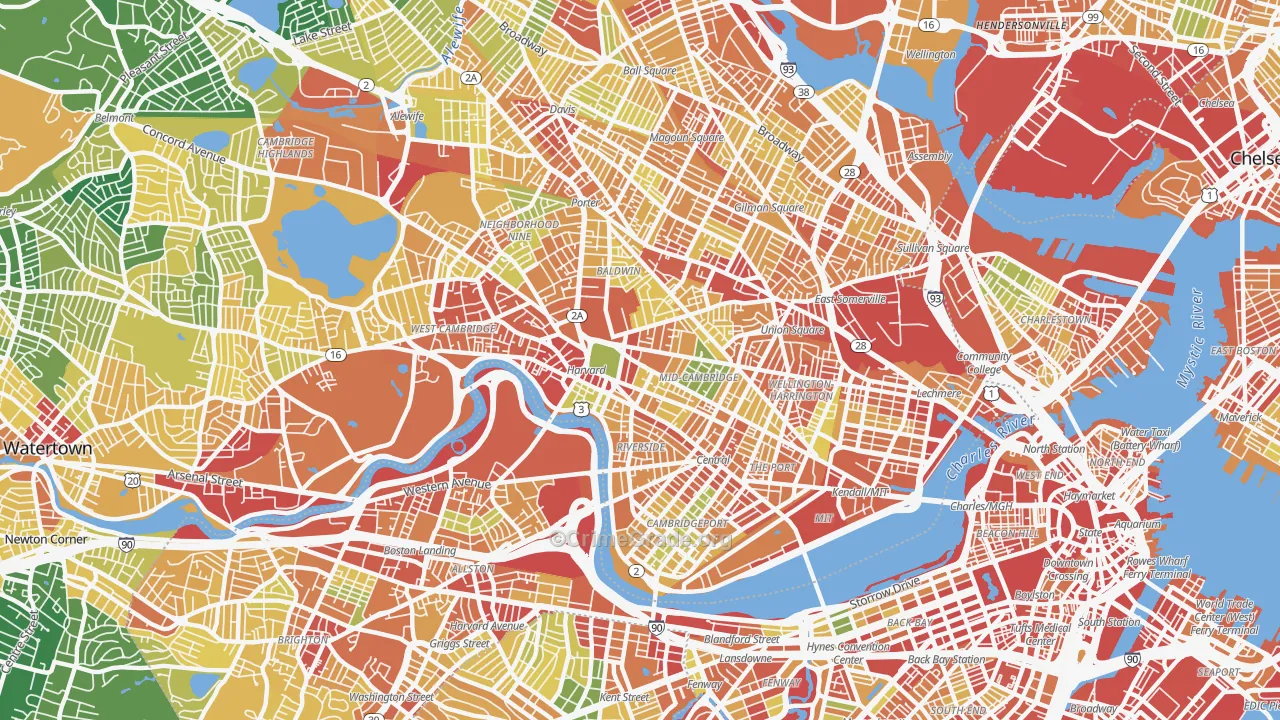 Cambridge, MA Map of Assault Rates