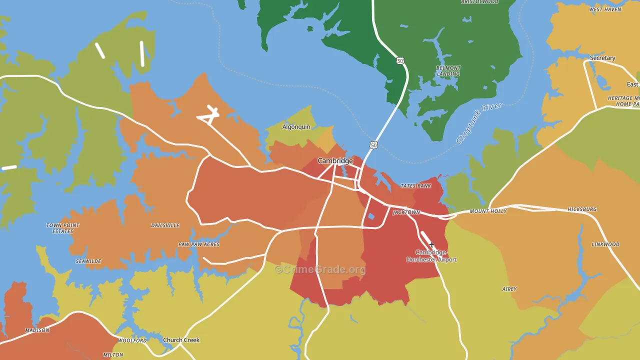 Cambridge, MD Map of Assault Rates