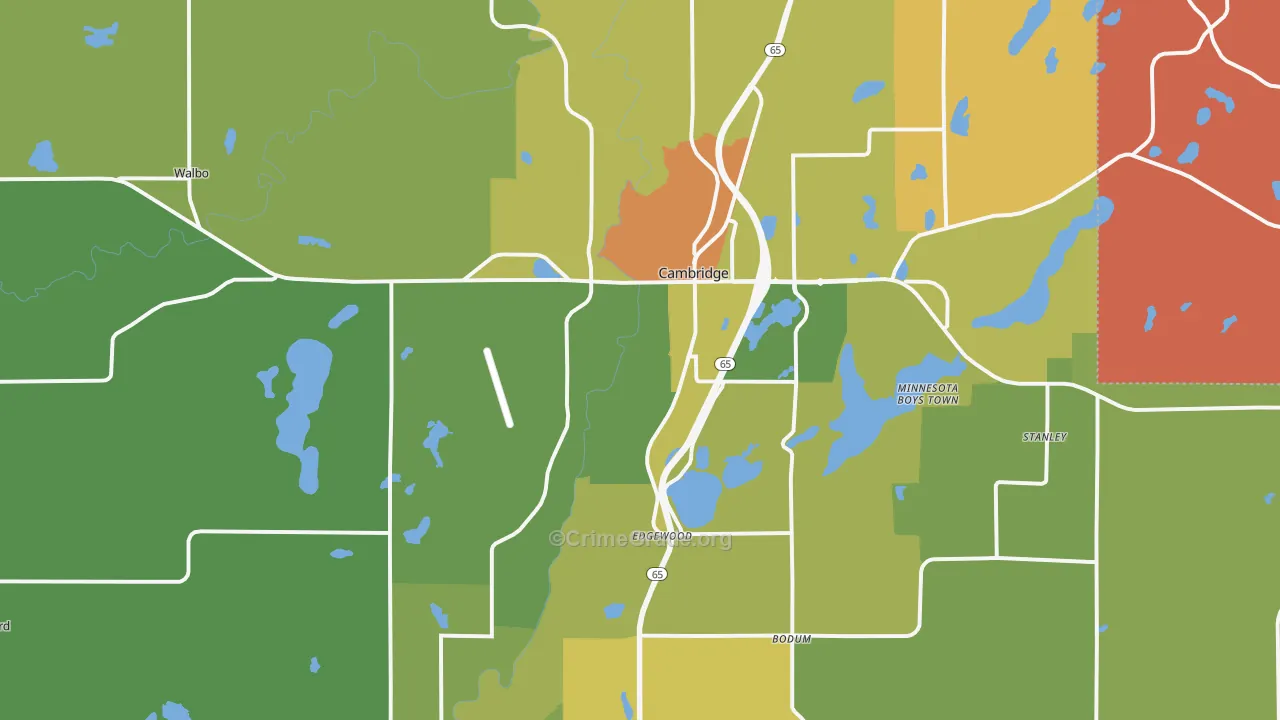 Cambridge, MN Map of Assault Rates