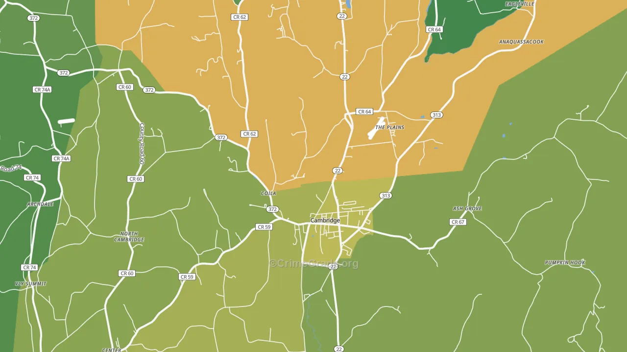 Cambridge, NY Map of Assault Rates