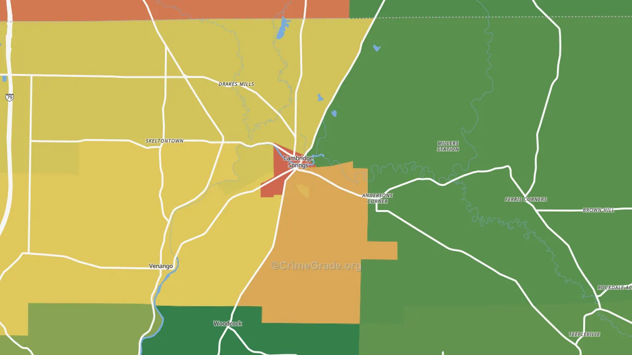 Cambridge Springs, PA Map of Assault Rates