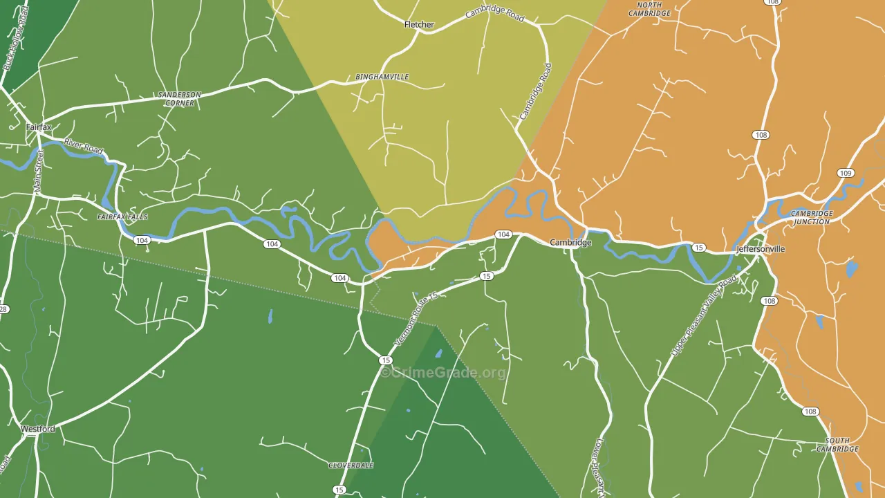 Cambridge, VT Map of Assault Rates