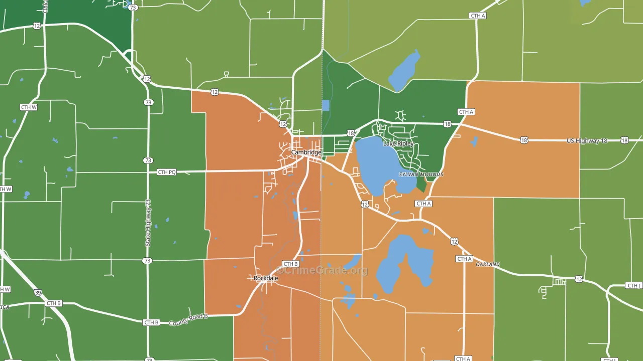 Cambridge, WI Map of Assault Rates