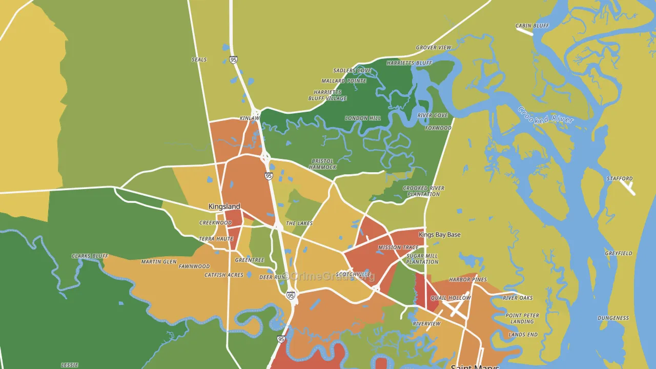 Camden County, GA Map of Assault Rates