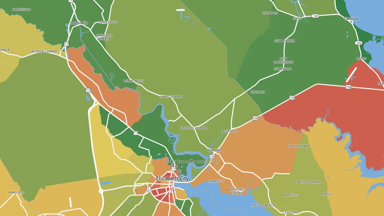 Camden County, NC Map of Assault Rates