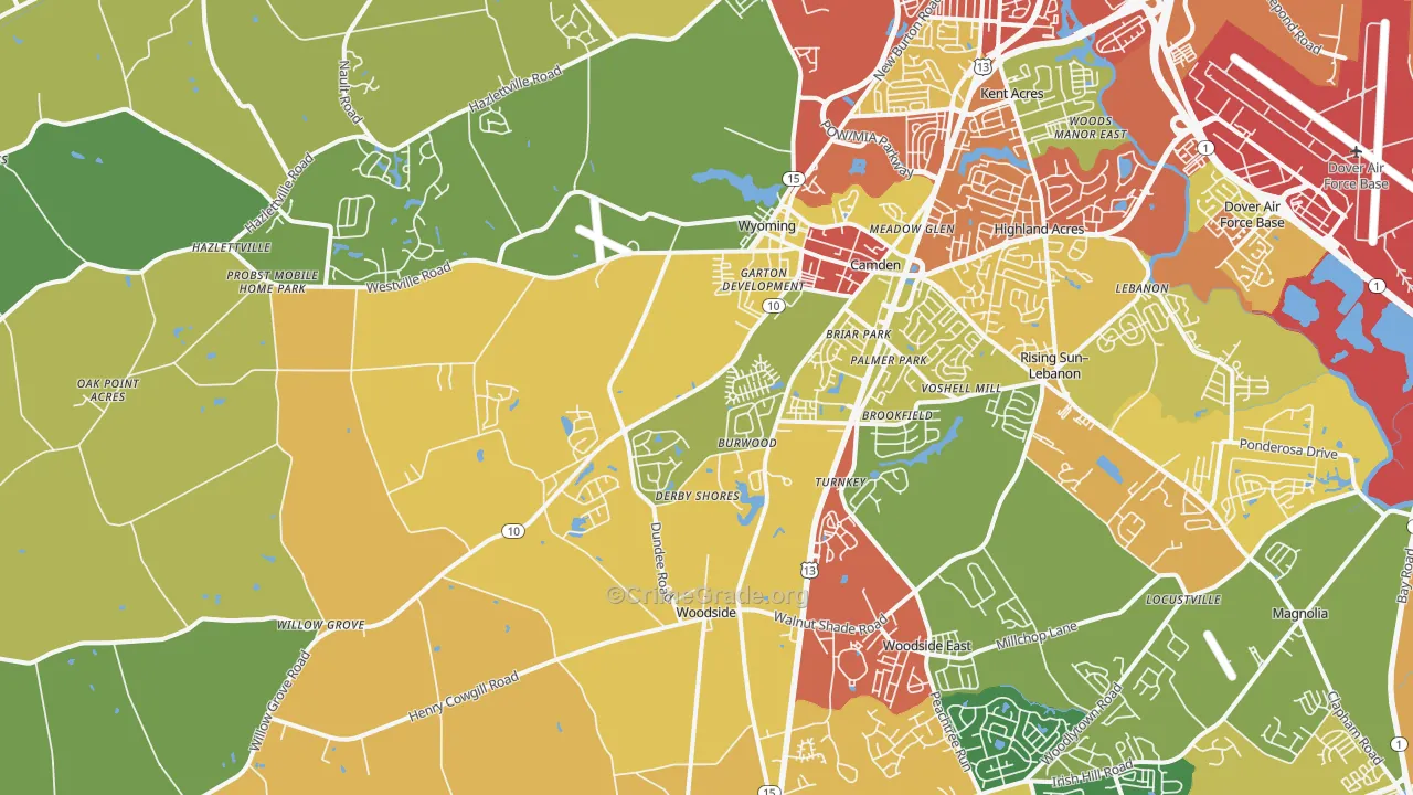 Camden, DE Map of Assault Rates