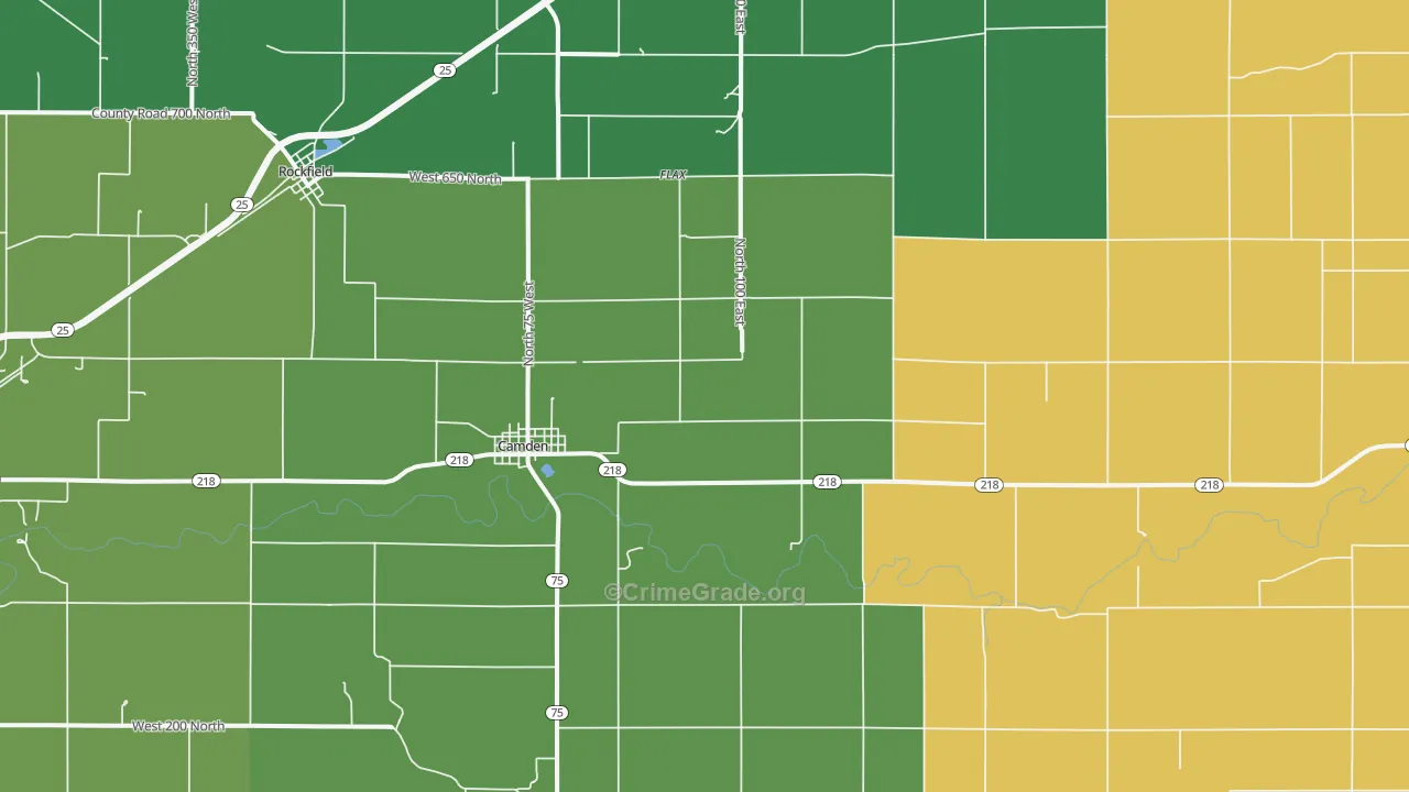 Camden, IN Map of Assault Rates