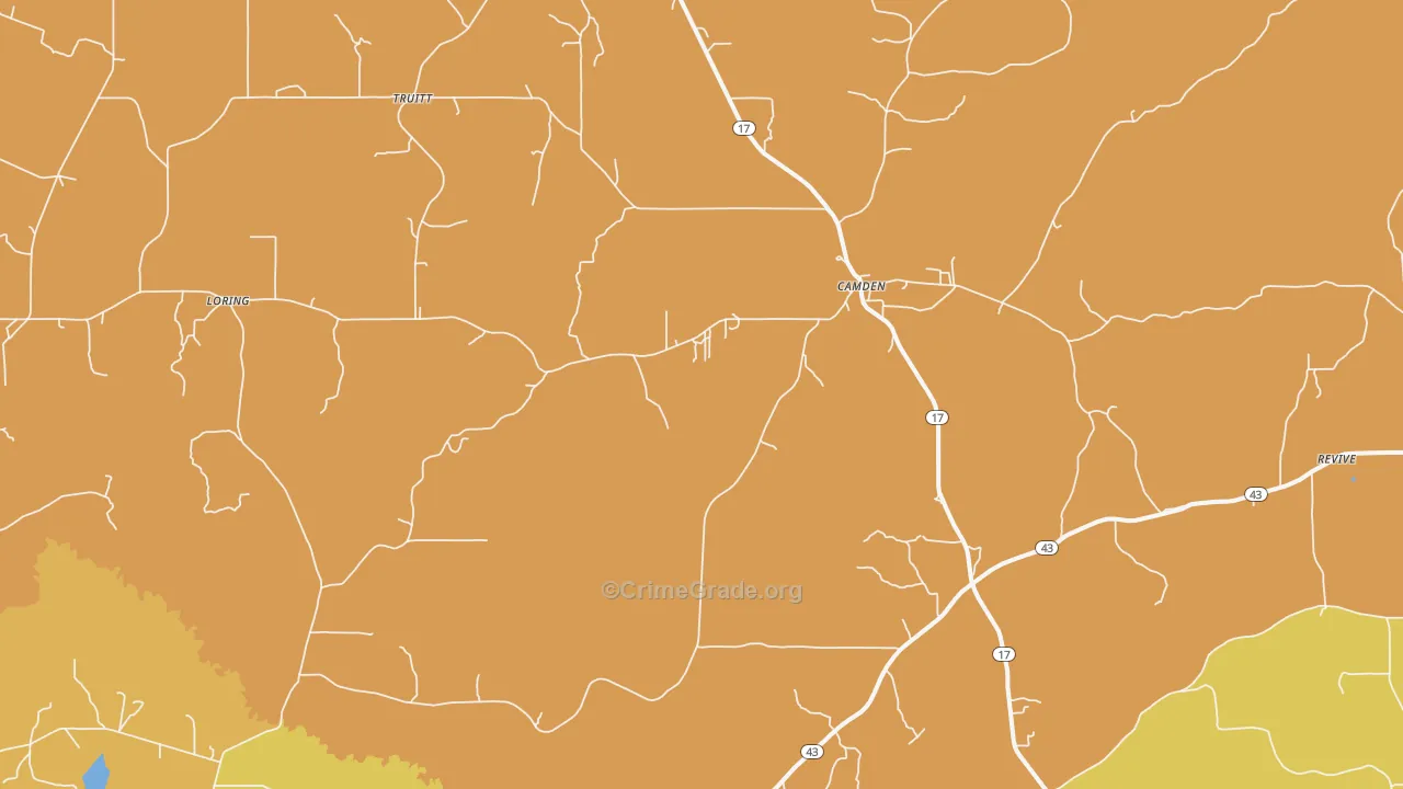 Camden, MS Map of Assault Rates