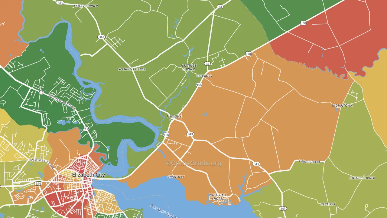 Camden, NC Map of Assault Rates