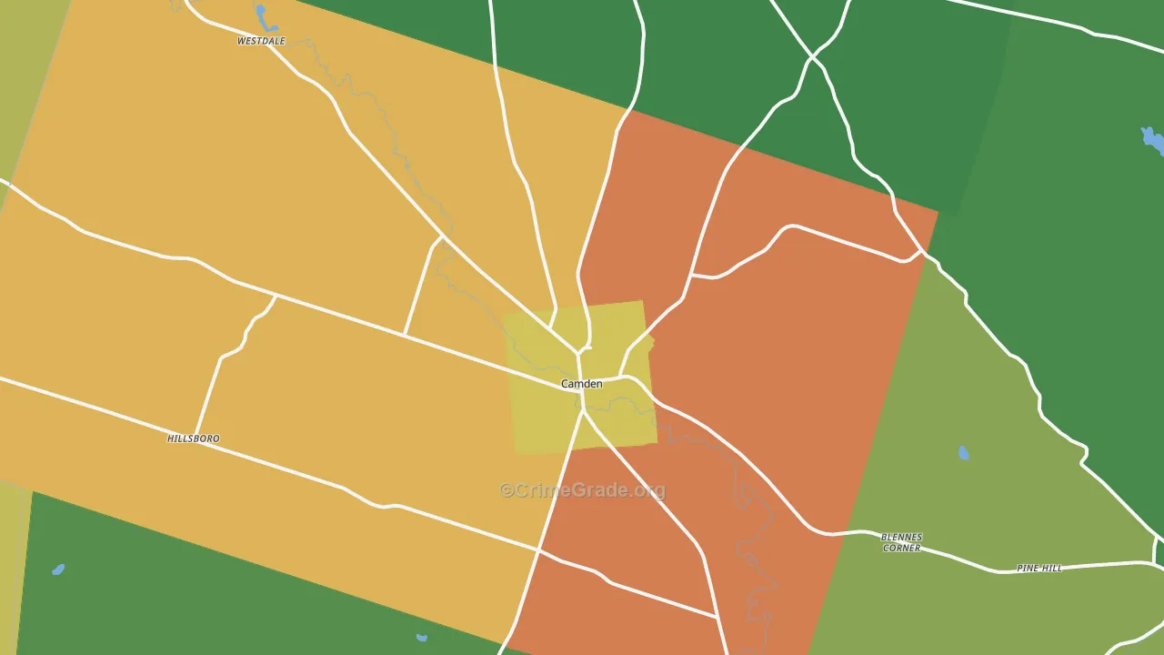 Camden, NY Map of Assault Rates